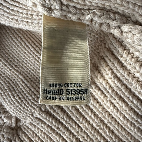 L.L. Bean Women’s Double L Mixed Cable Knit Sweater Funnel neck Size XL Tan - Picture 7 of 12